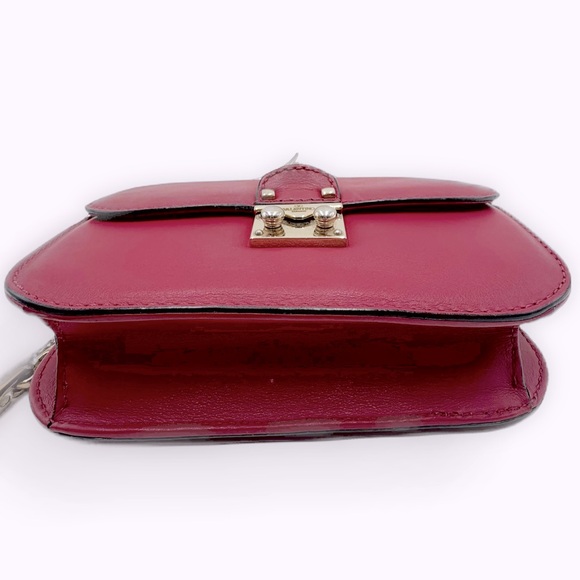 Auth Valentino Garavani Fuchsia Rockstud Small Flap Glam Lock Shoulder Bag - Picture 3 of 16